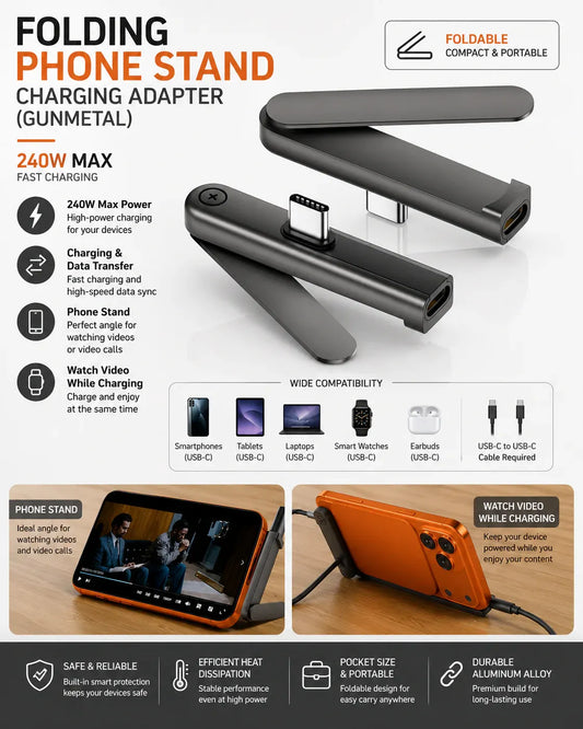 USB-C Foldable Phone Stand Adapter Zentro